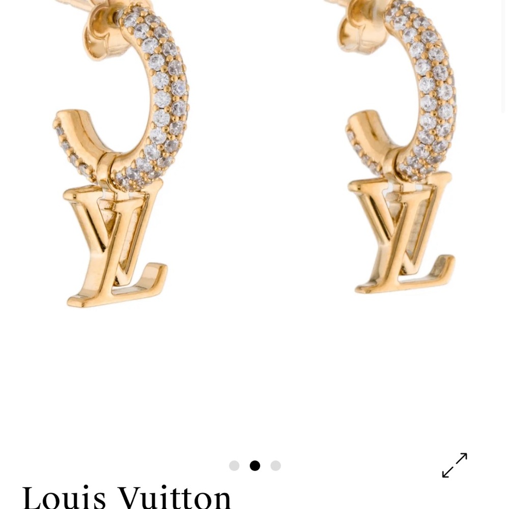 Louis Vuitton Gold Pavé Hoop Earrings with LV Charm